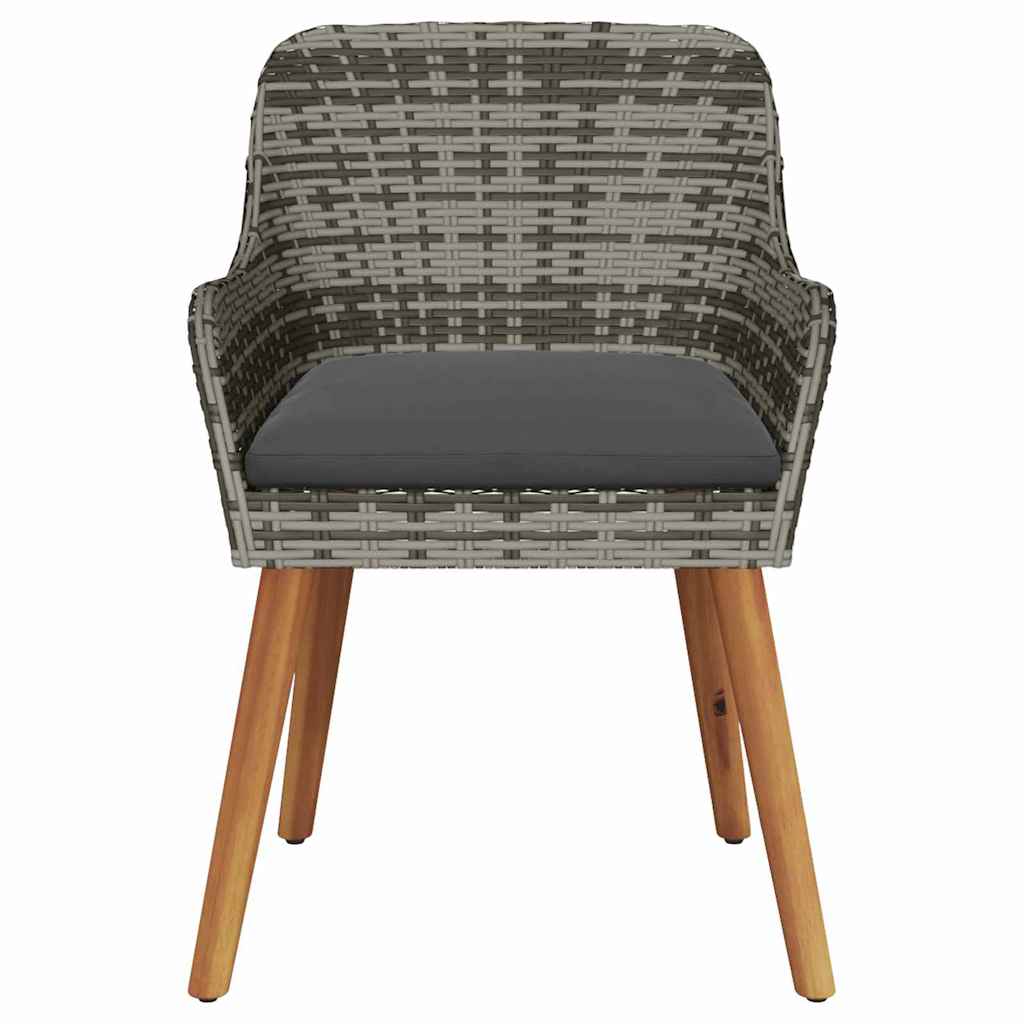 Gartenstuhl mit Kissen 2 pcs Grau 55 x 62,5 x 82 cm Poly-Rattan