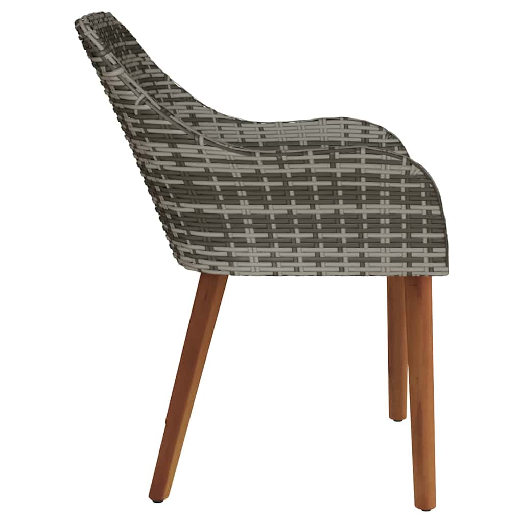 Gartenstuhl mit Kissen 2 pcs Grau 55 x 62,5 x 82 cm Poly-Rattan