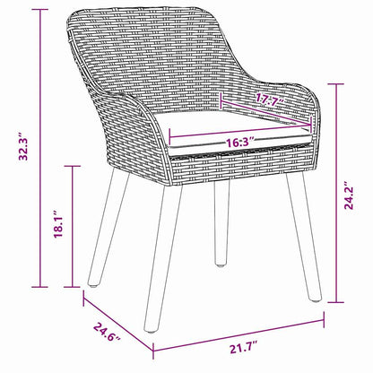 Gartenstuhl mit Kissen 2 pcs Grau 55 x 62,5 x 82 cm Poly-Rattan