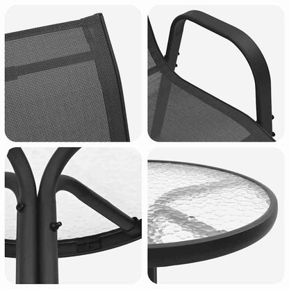 Garten Bistro Set 3 pcs Schwarz Stahl