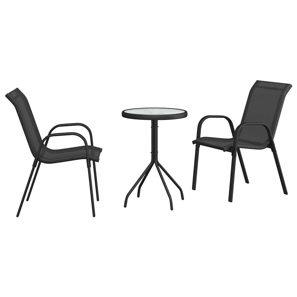 Garten Bistro Set 3 pcs Schwarz Stahl