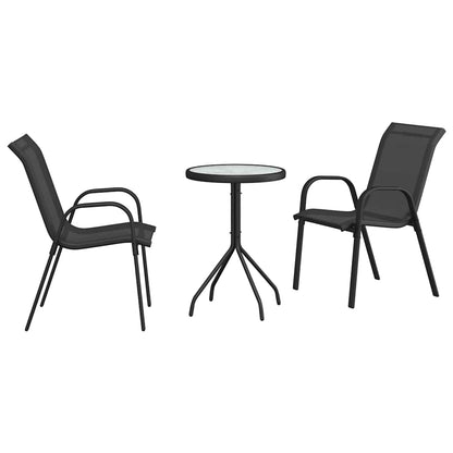 Garten Bistro Set 3 pcs Schwarz Stahl