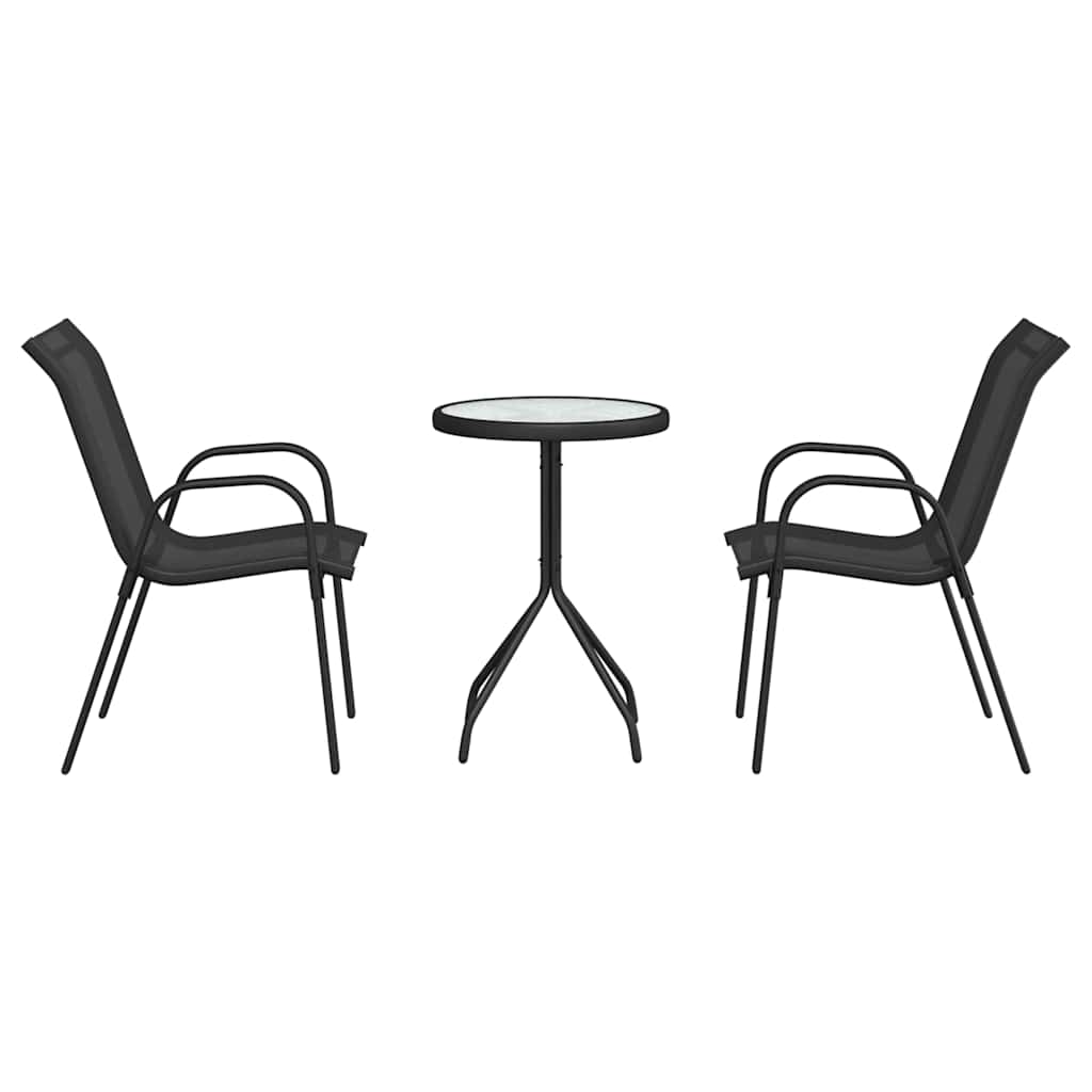 Garten Bistro Set 3 pcs Schwarz Stahl
