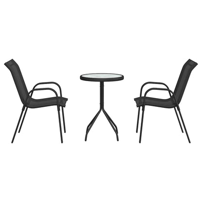 Garten Bistro Set 3 pcs Schwarz Stahl