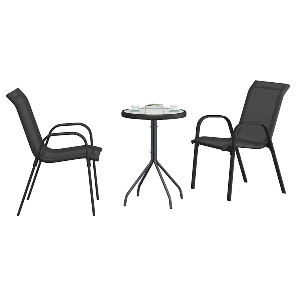 Garten Bistro Set 3 pcs Schwarz Stahl