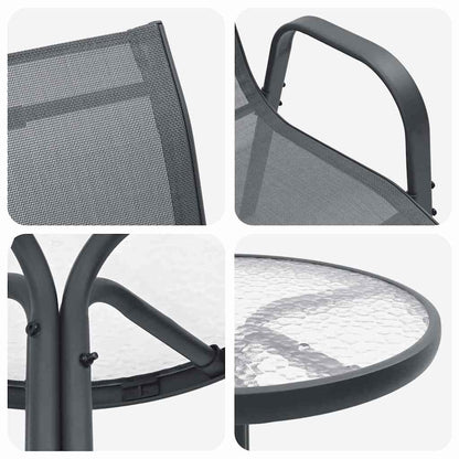 Garten Bistro Set 3 pcs Grau Stahl