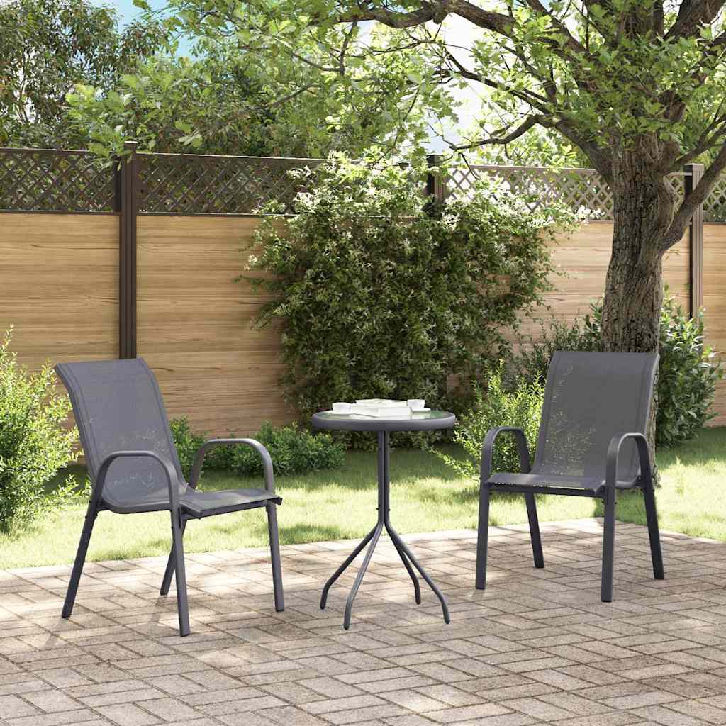 Garten Bistro Set 3 pcs Grau Stahl
