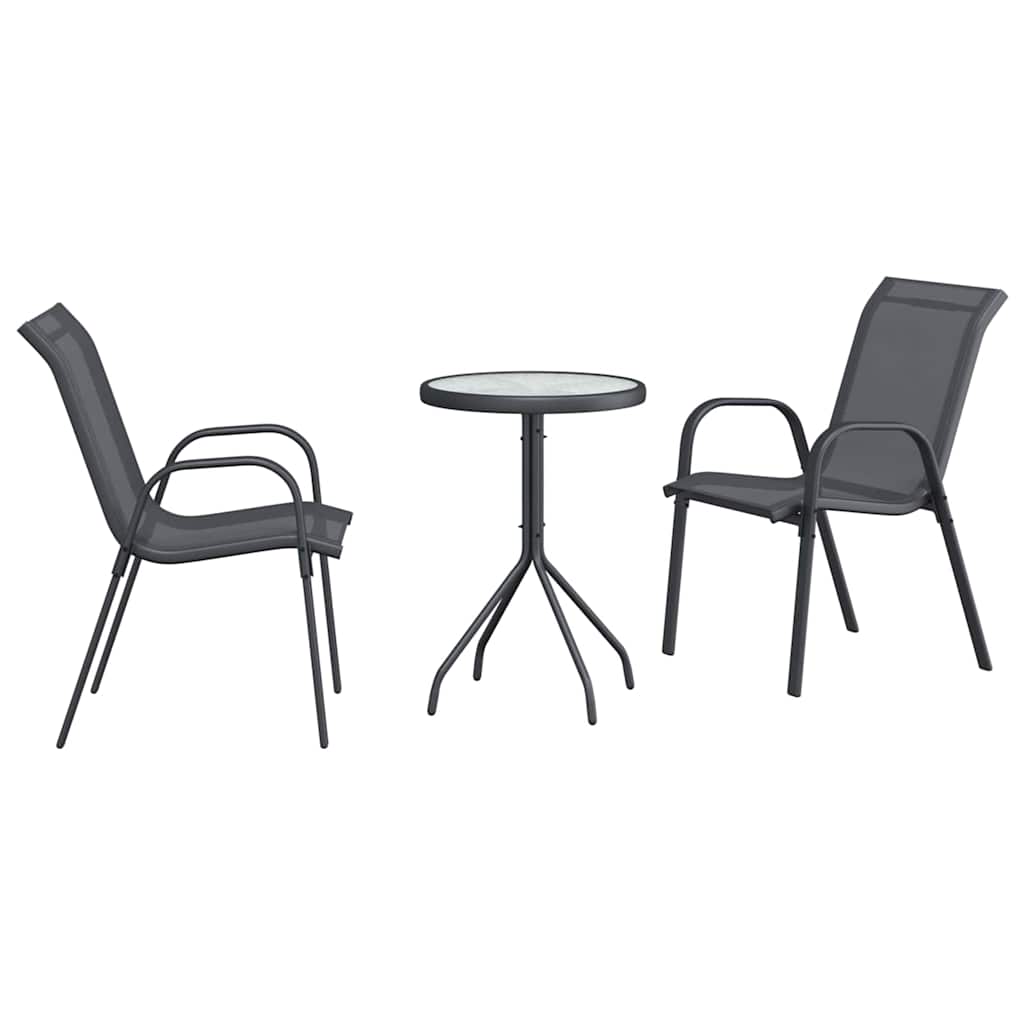 Garten Bistro Set 3 pcs Grau Stahl