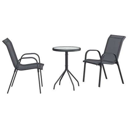 Garten Bistro Set 3 pcs Grau Stahl