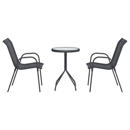 Garten Bistro Set 3 pcs Grau Stahl