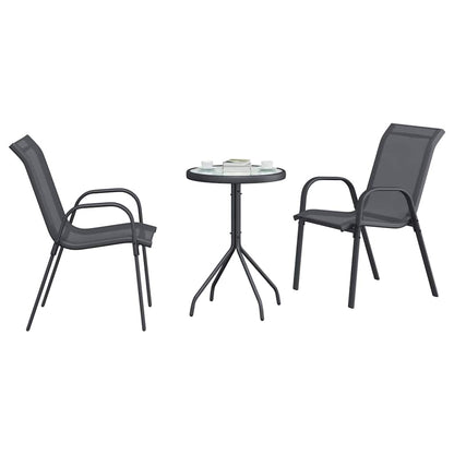Garten Bistro Set 3 pcs Grau Stahl