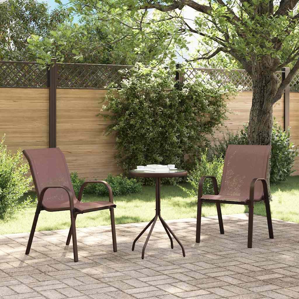 Garten Bistro Set 3 pcs Braun Stahl
