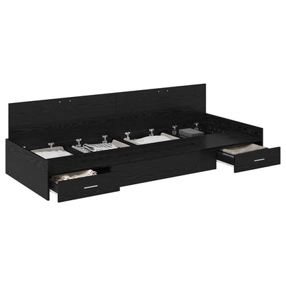 Bettrahmen Schwarz Eichen-Optik 90 x 200 cm Holzwerkstoff