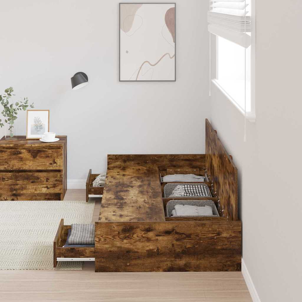 Bettrahmen mit Kopfteil Altholz 80 x 200 cm Holzwerkstoff