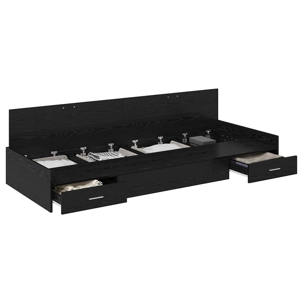 Bettrahmen Schwarz Eichen-Optik 70 x 190 cm Holzwerkstoff