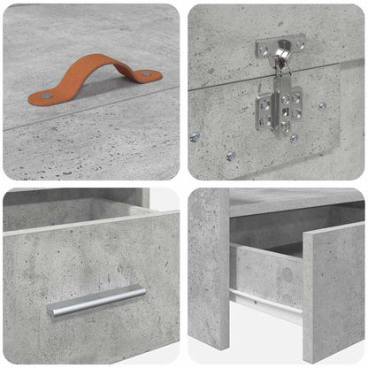 Bettrahmen mit Kopfteil Beton Grau 70 x 190 cm Holzwerkstoff