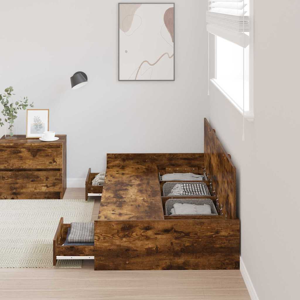 Bettrahmen Geräucherte Eiche 70 x 190 cm Holzwerkstoff