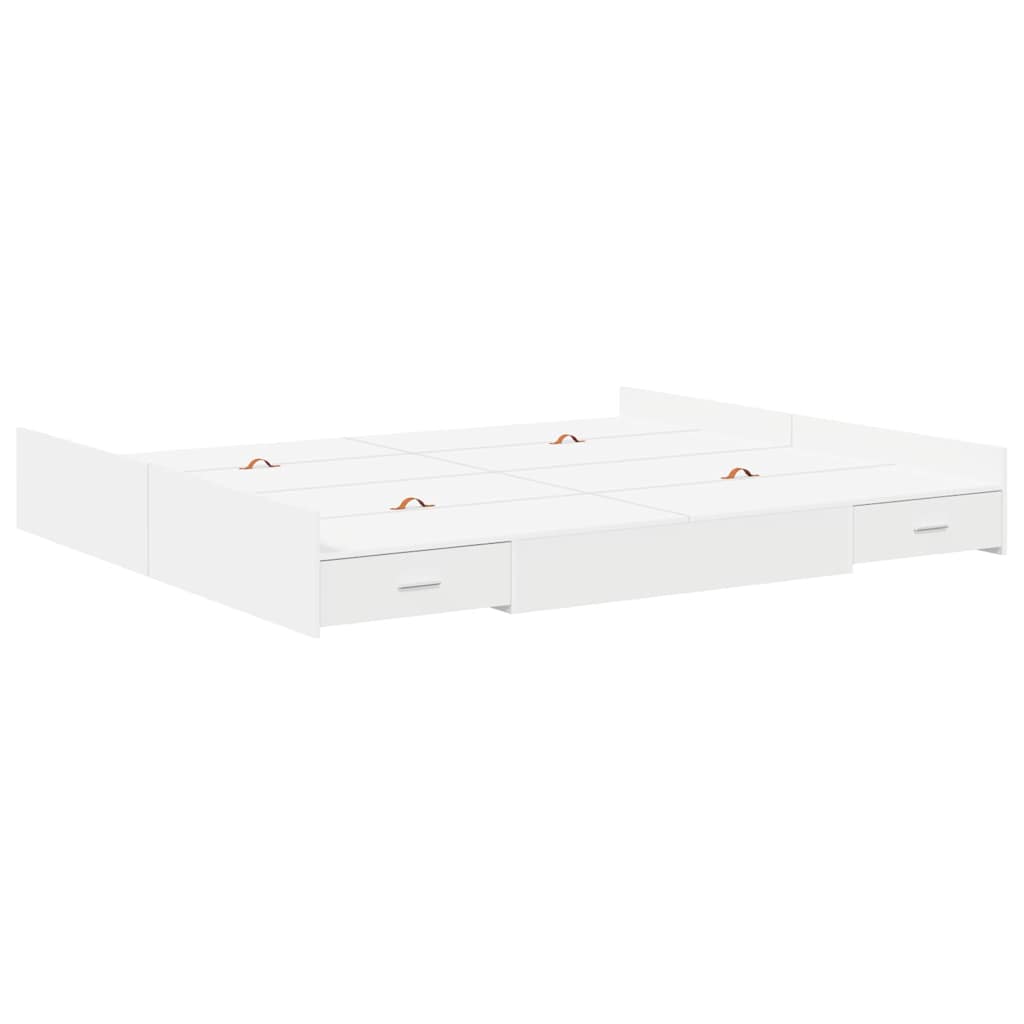 Aufbewahrungsbettgestell Weiß 200 x 200 cm Holzwerkstoff