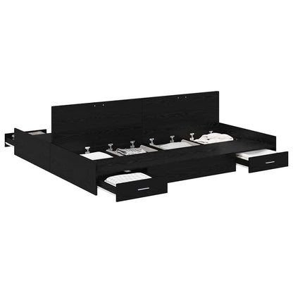 Aufbewahrungsbettgestell Schwarz Eichen-Optik 180 x 200 cm