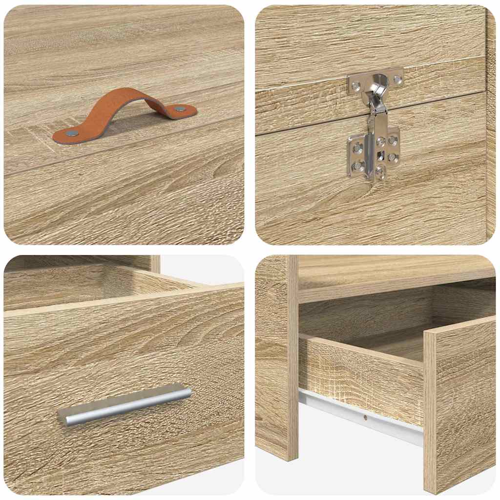 Aufbewahrungsbettgestell mit Kopfteil Sonoma-Eiche 180 x 200 cm