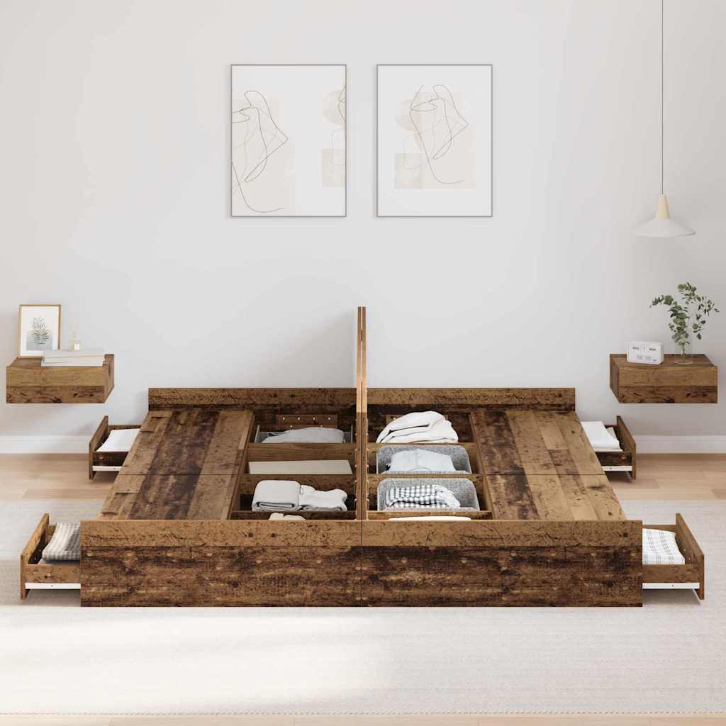 Aufbewahrungsbettgestell Altholz 180 x 200 cm Holzwerkstoff