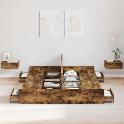 Aufbewahrungsbettgestell Geräucherte Eiche 160 x 200 cm