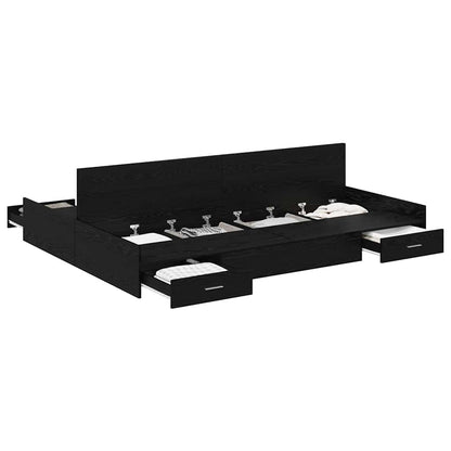 Aufbewahrungsbettgestell Schwarz Eichen-Optik 140 x 200 cm