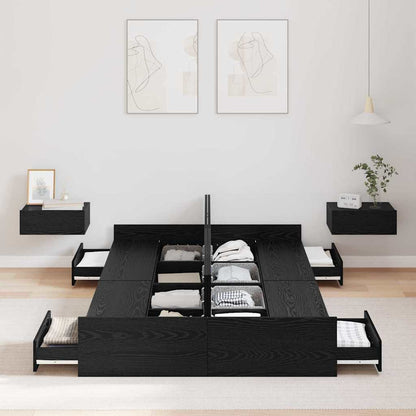 Aufbewahrungsbettgestell Schwarz Eichen-Optik 120 x 200 cm