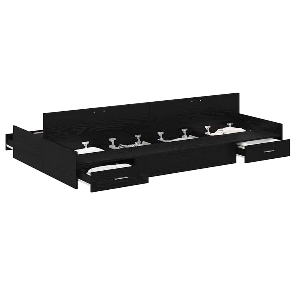 Aufbewahrungsbettgestell Schwarz Eichen-Optik 120 x 200 cm