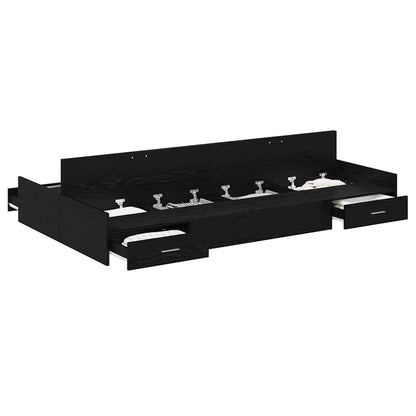 Aufbewahrungsbettgestell Schwarz Eichen-Optik 120 x 200 cm