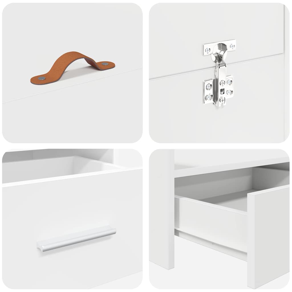 Aufbewahrungsbettgestell Weiß 140 x 190 cm Holzwerkstoff