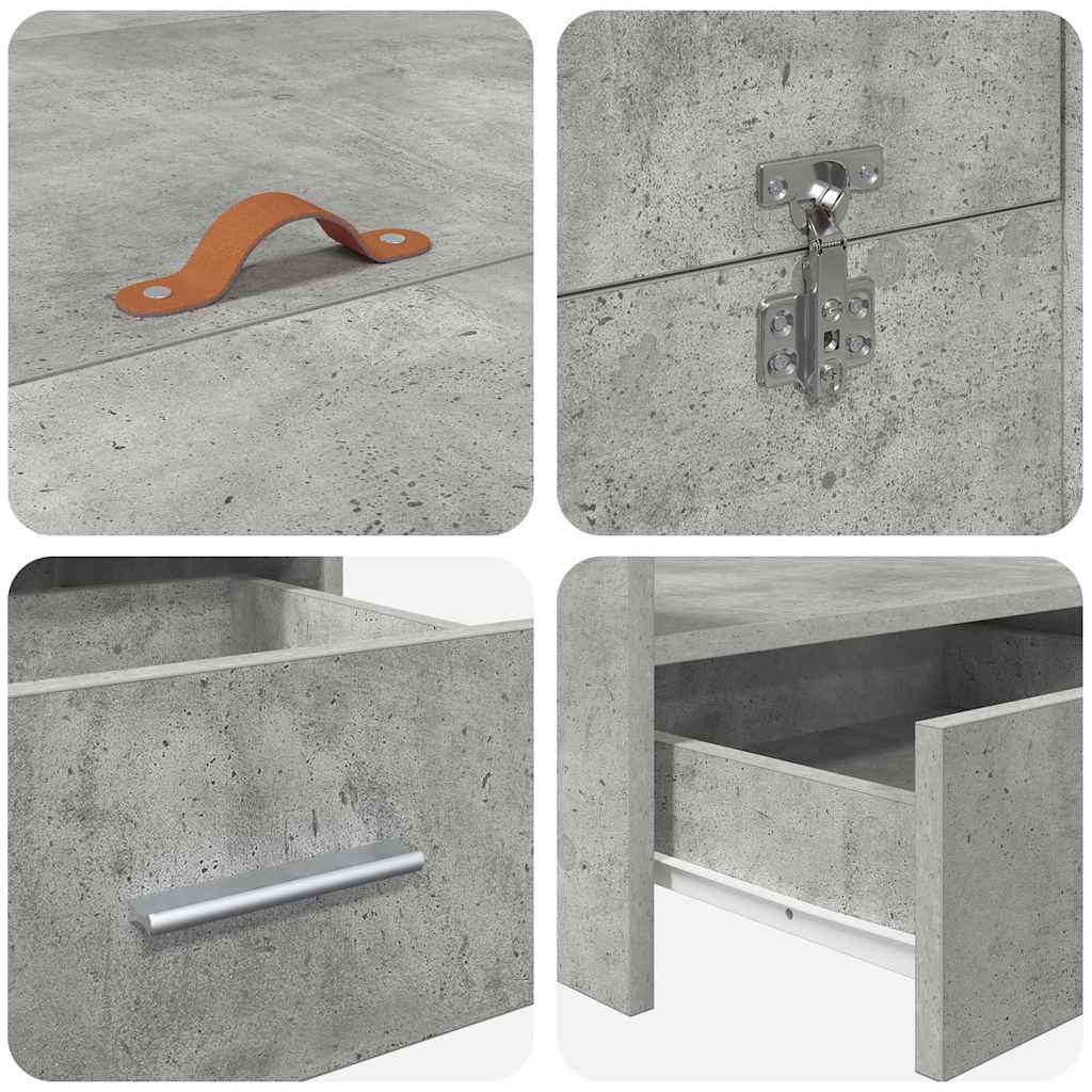 Aufbewahrungsbettgestell Beton Grau 140 x 190 cm Holzwerkstoff