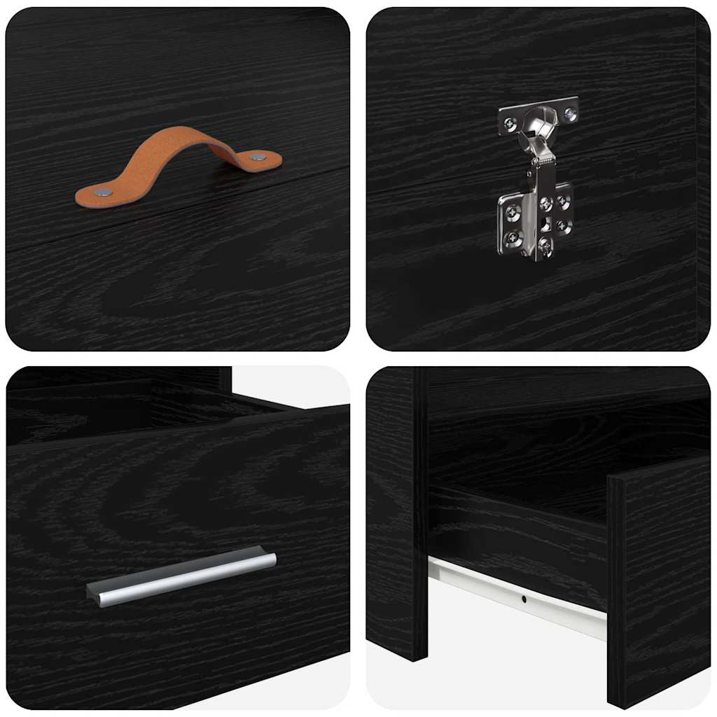 Aufbewahrungsbettgestell Schwarz Eichen-Optik 120 x 190 cm