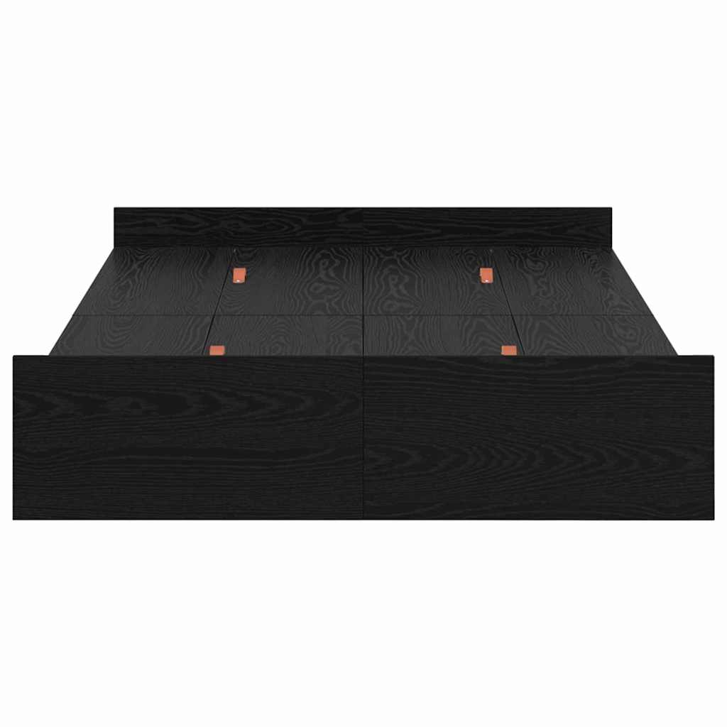 Aufbewahrungsbettgestell Schwarz Eichen-Optik 120 x 190 cm