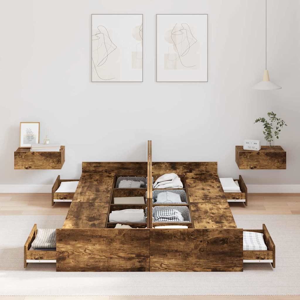 Aufbewahrungsbettgestell Geräucherte Eiche 120 x 190 cm
