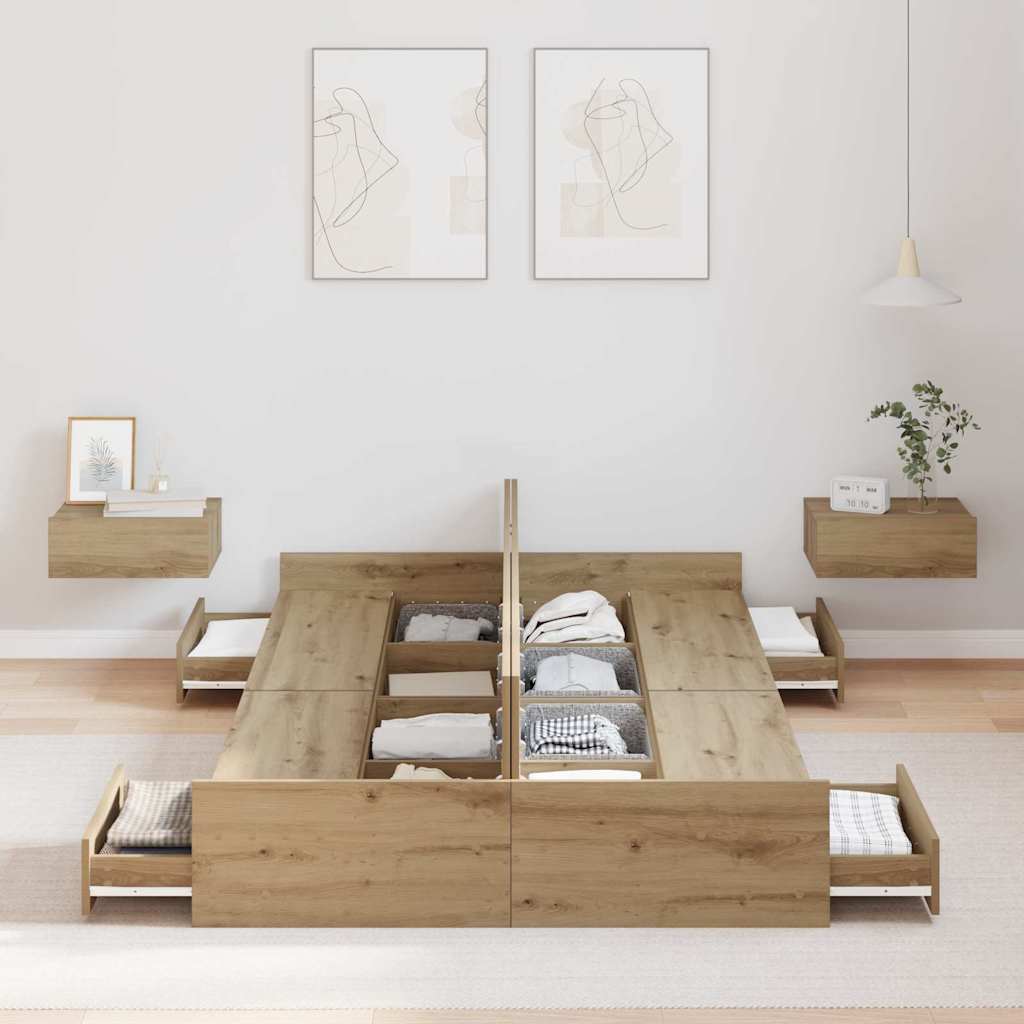 Aufbewahrungsbettgestell Artisan-Eiche 120 x 190 cm