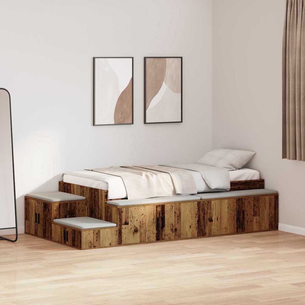 Bett mit Stauraum Altholz 234 x 103 x 53.5 cm Holzwerkstoff