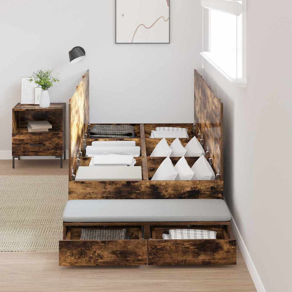 Aufbewahrungsbettgestell Geräucherte Eiche 80 cm Holzwerkstoff