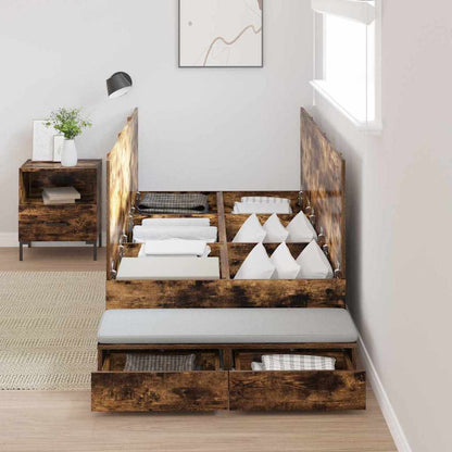 Aufbewahrungsbettgestell Geräucherte Eiche 80 cm Holzwerkstoff