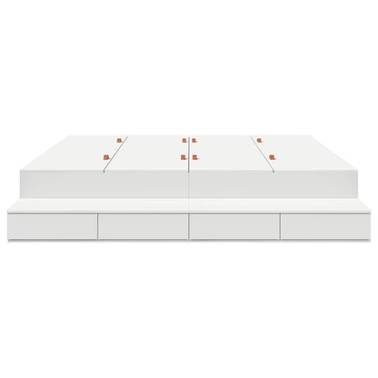 Aufbewahrungsbettgestell mit Speicher Weiß 200 cm Holzwerkstoff