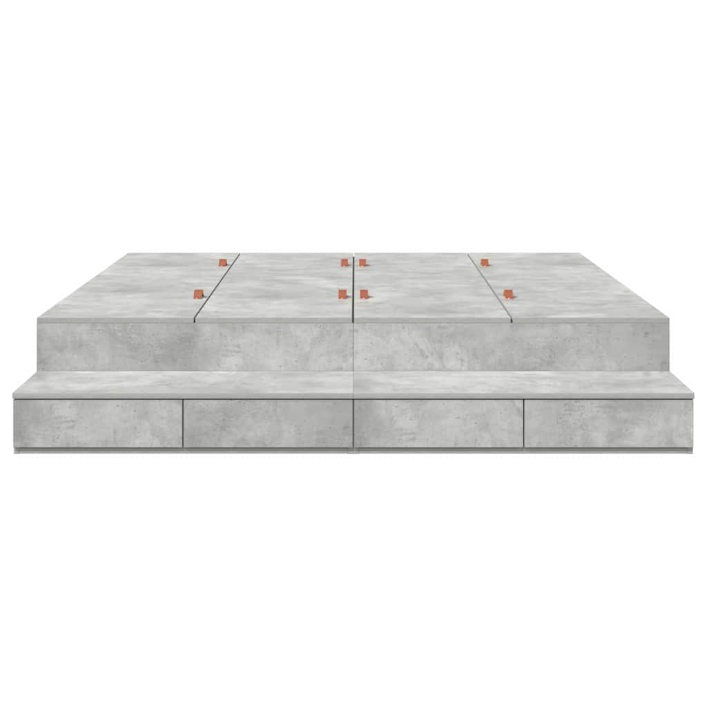 Aufbewahrungsbettgestell Beton Grau 200 cm Holzwerkstoff