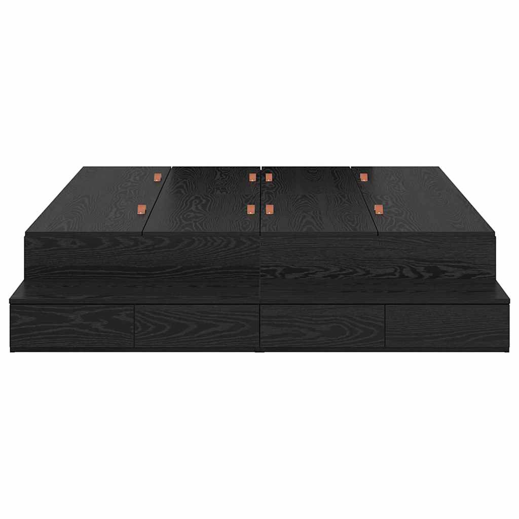 Aufbewahrungsbettgestell Schwarz Eichen-Optik 160 cm