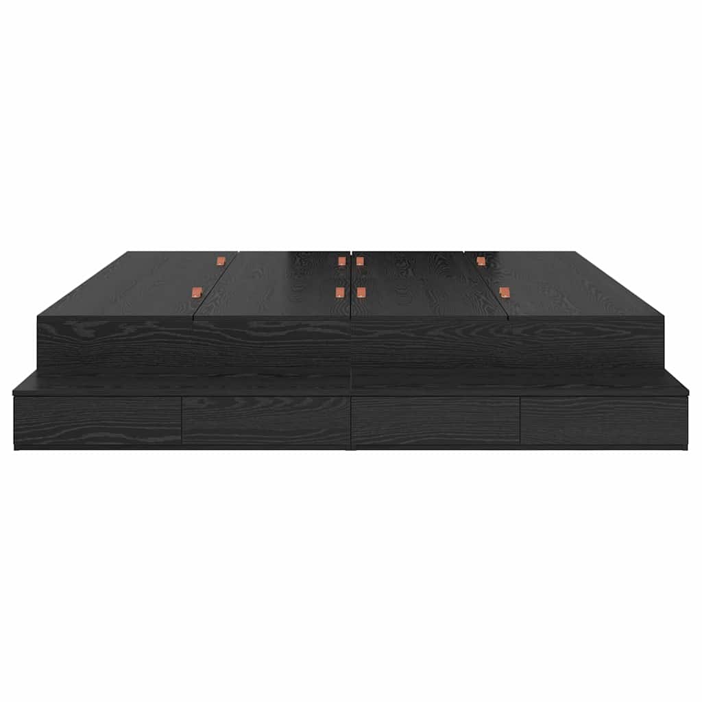 Aufbewahrungsbettgestell Schwarz Eichen-Optik 180 cm