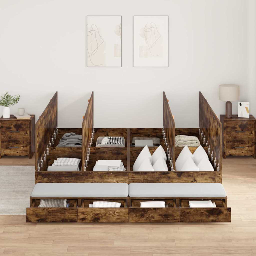 Aufbewahrungsbettgestell Geräucherte Eiche 180 cm Holzwerkstoff
