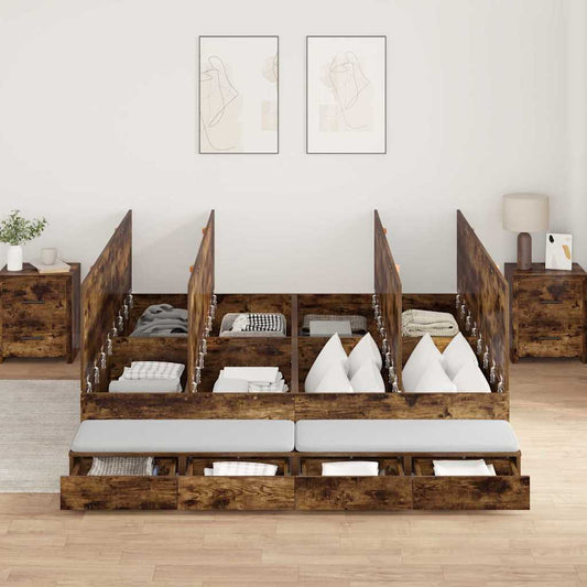 Aufbewahrungsbettgestell Geräucherte Eiche 180 cm Holzwerkstoff