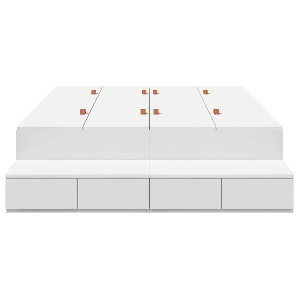 Aufbewahrungsbettgestell mit Speicher Weiß 120 cm Holzwerkstoff