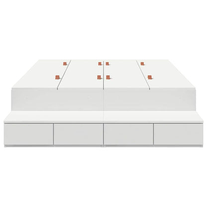 Aufbewahrungsbettgestell mit Speicher Weiß 120 cm Holzwerkstoff