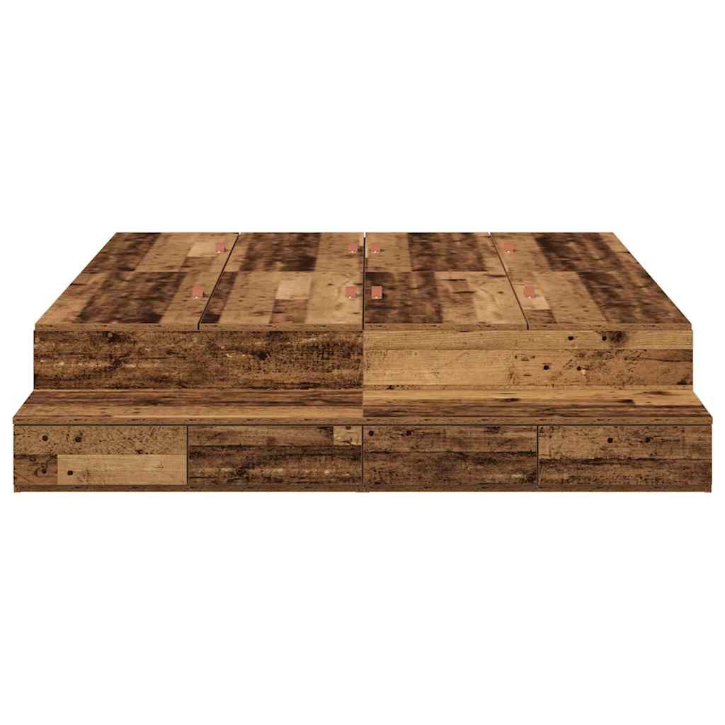 Aufbewahrungsbettgestell Altholz 140 cm Holzwerkstoff