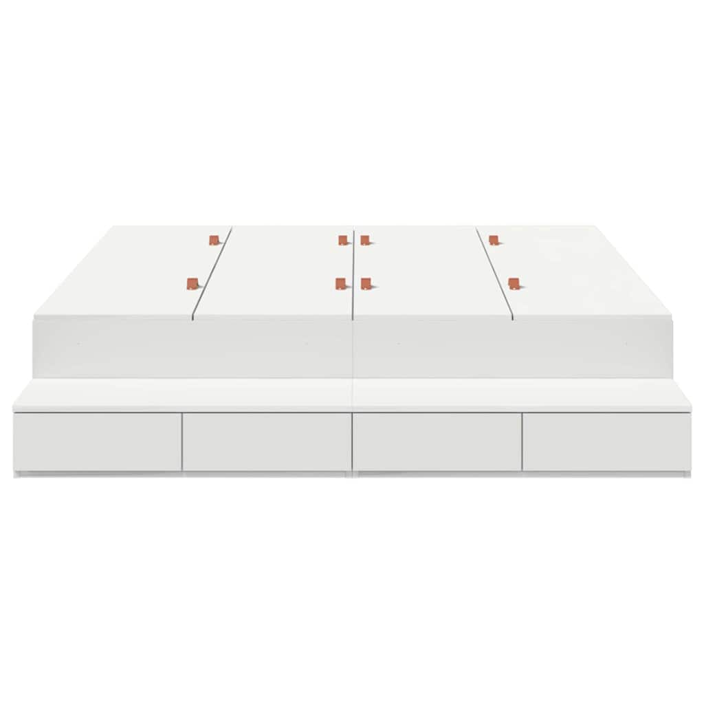 Aufbewahrungsbettgestell mit Speicher Weiß 135 cm Holzwerkstoff
