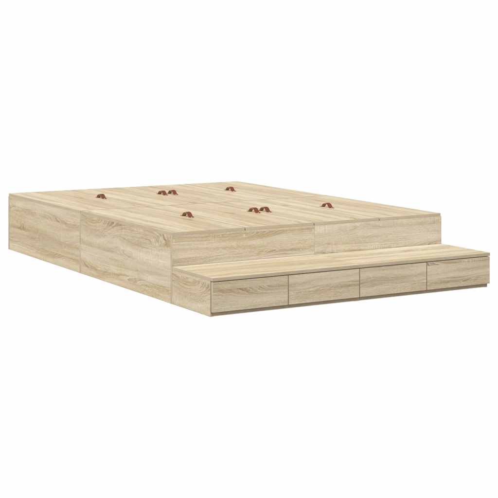 Aufbewahrungsbettgestell Sonoma-Eiche 135 cm Holzwerkstoff